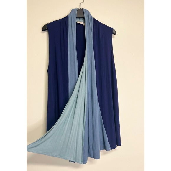 LOGO Women's Two-Tone Draped Vest Navy & Light Blue Size L - Picture 5 of 6